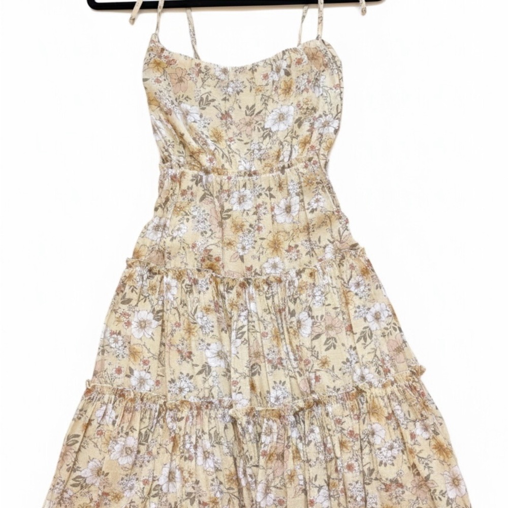 Blu Pepper Floral Tan Midi Dress